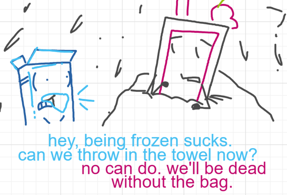 A panel from I've Been Everywhere, Man, episode nine of the Board Boards object show by Furretwalk/WalkingFurret.